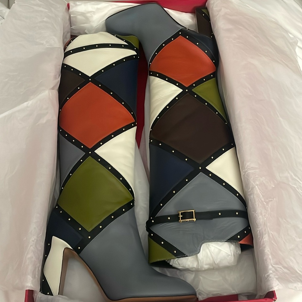 Valentino Garavani Multicolor Leather Riding Boots